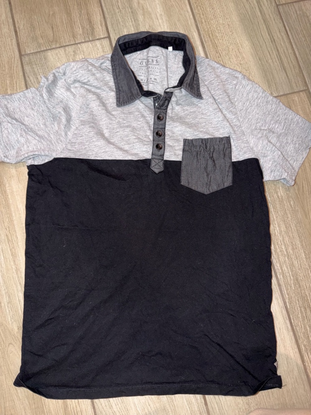 Guess Gray and Black Two-Tone Polo